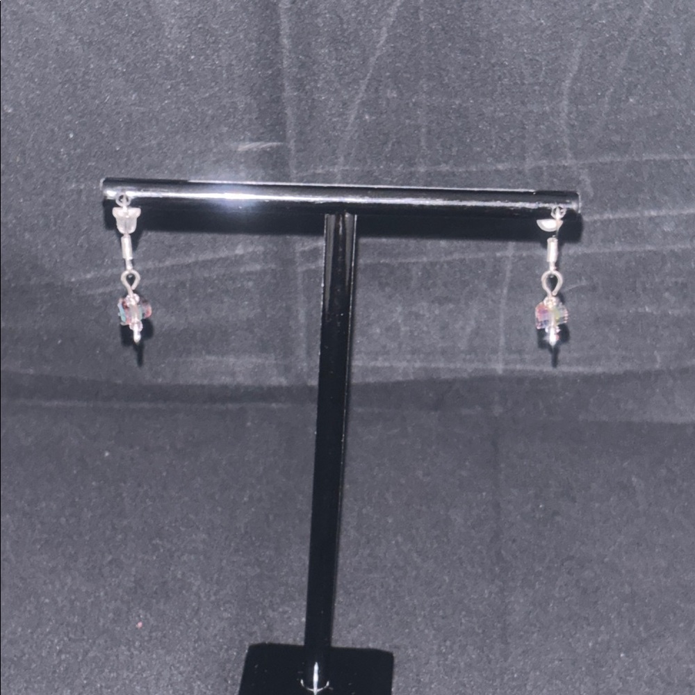 Chic Silver and Pink Crystal Earrings